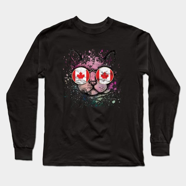 Cat Canadian Long Sleeve T-Shirt by RataGorrata